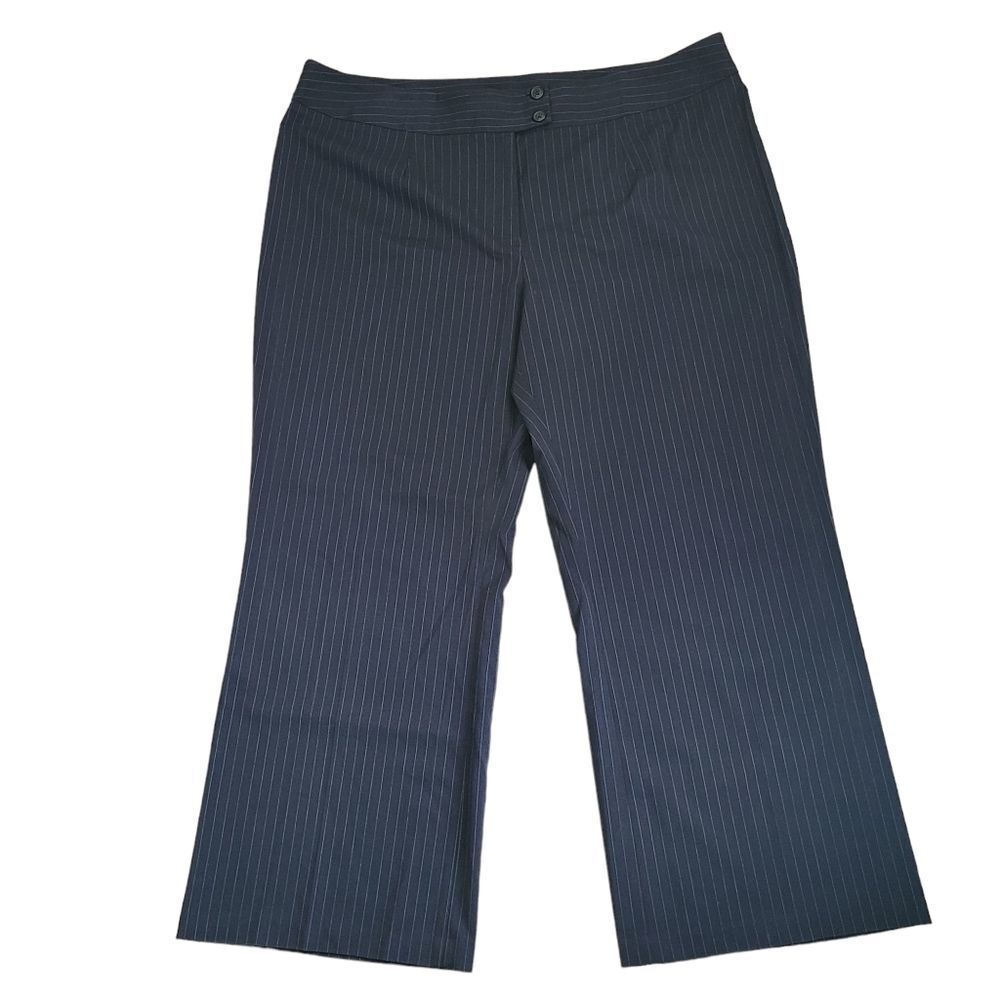 Relativity Womens Plus Sz 24w Navy Blue Pinstripe Wide Leg Dress Pants Trousers